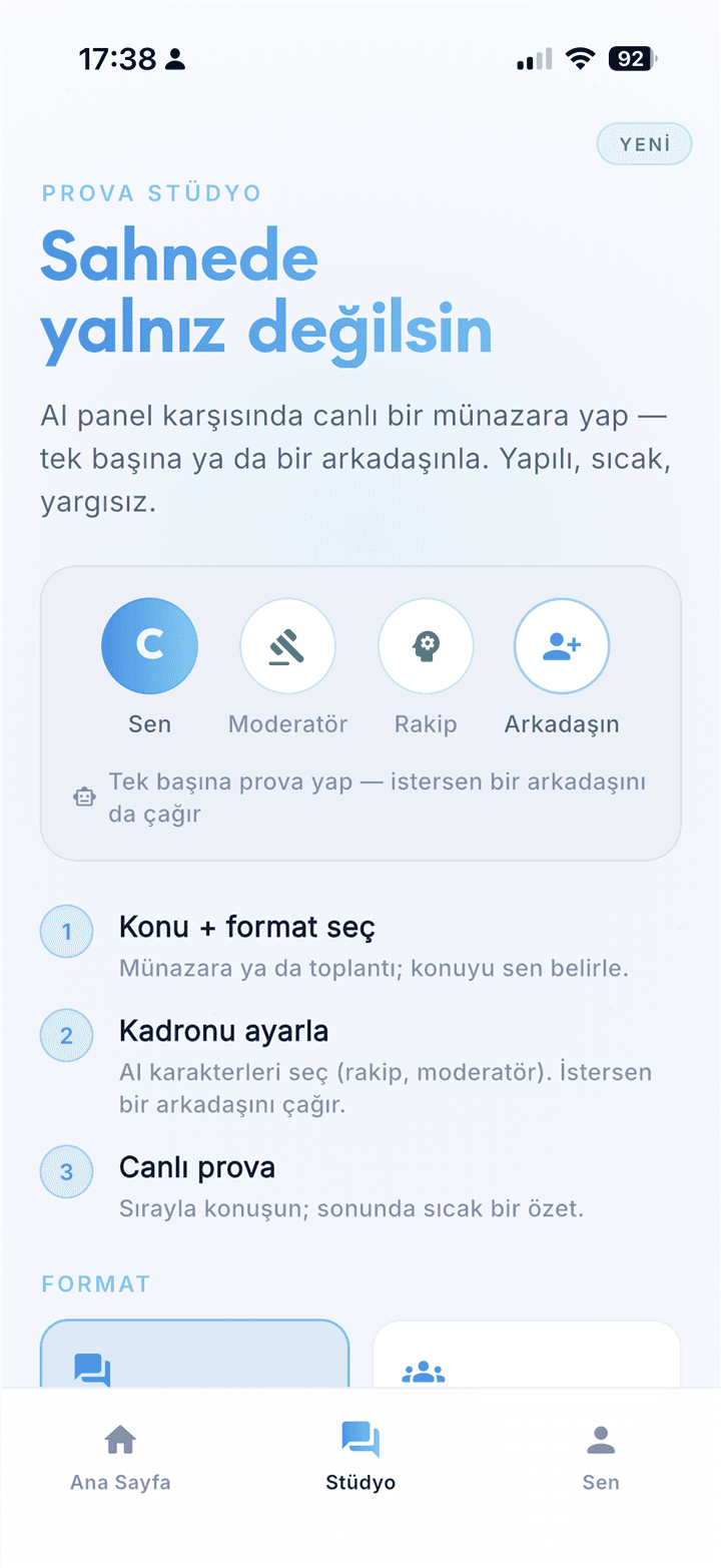 Prova Stüdyo ekranı