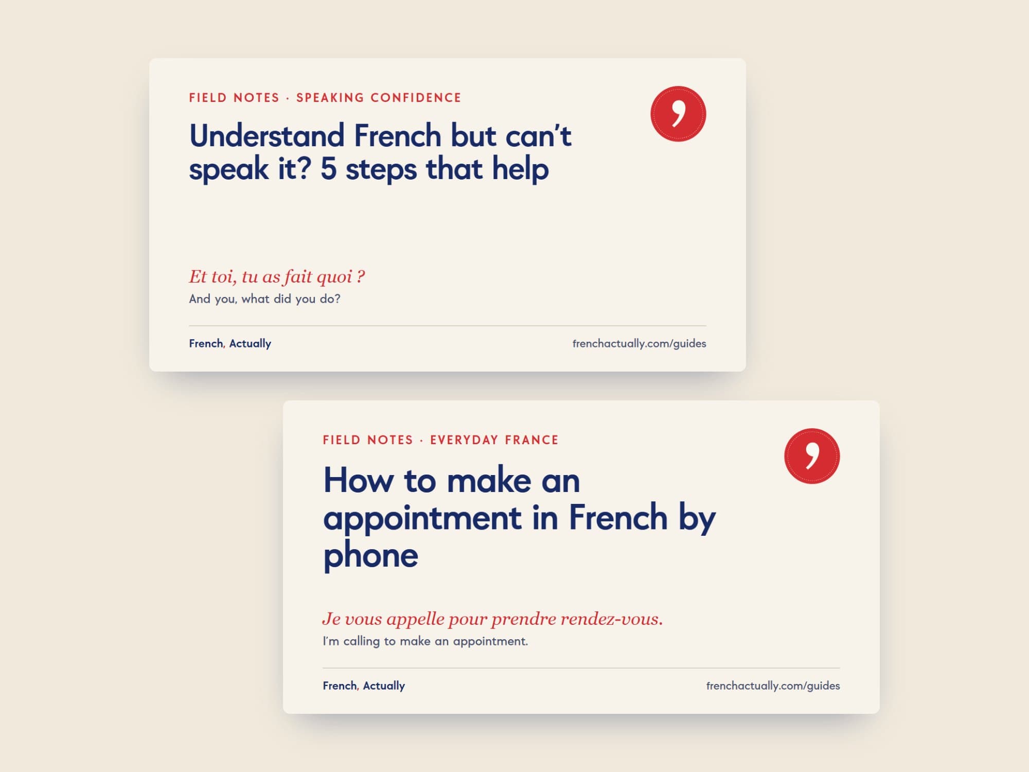 Cep ifadeleriyle iki French, Actually rehber paylaşım kartı