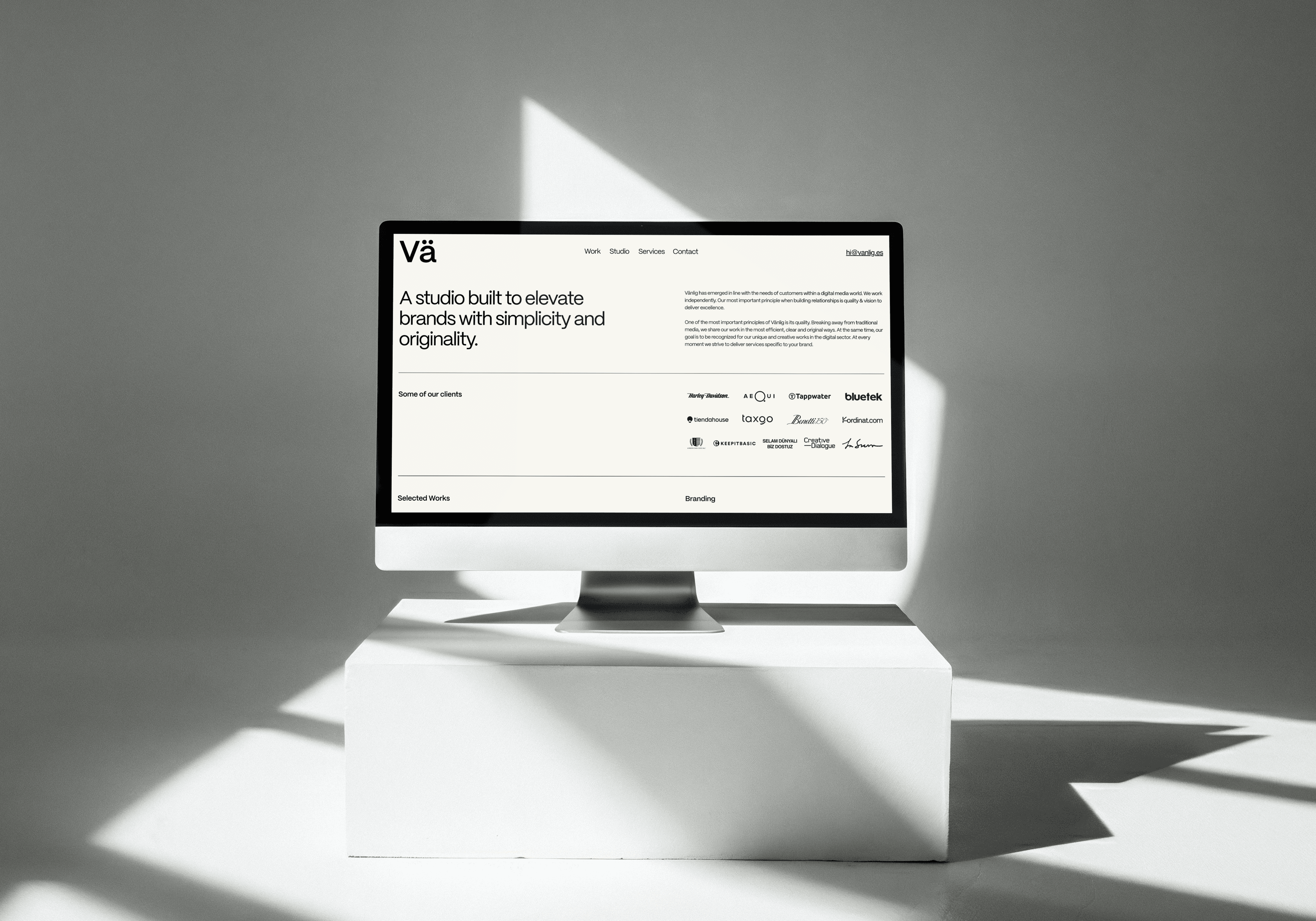 Vanlig Studio premium creative site hero
